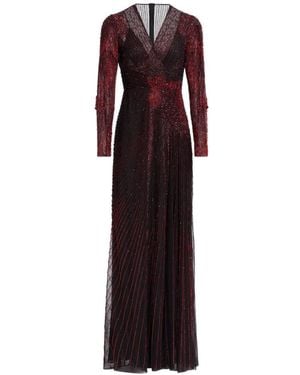 Elie Saab Bead-Embroidered Wrap-Style Maxi Dress - Black