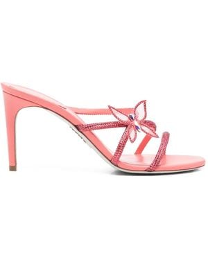 Rene Caovilla Butterflower Embellished Sandals - Pink