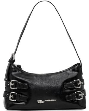 Karl Lagerfeld Buckle-Detail Shoulder Bag - Black