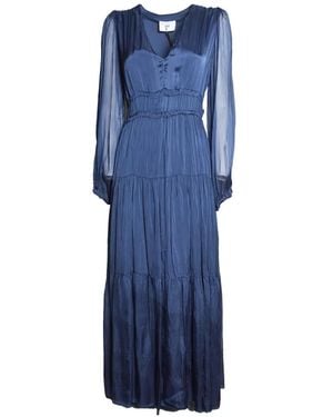 SOLOTRE Vestido Largo A Capas Con Manga Larga - Azul