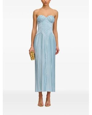 Cult Gaia Ashika Ruched Pleated Midi Dress - Blue