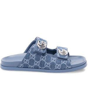Gucci Marmont Gg-Logo Sandals - Blue