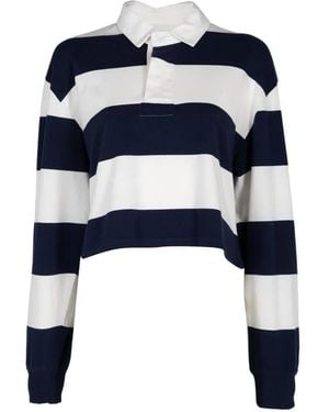 Denimist Long-Sleeve Striped Polo Top - Blue