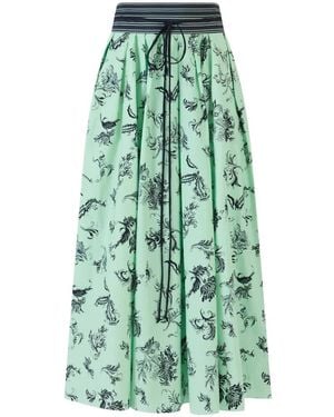 Rosie Assoulin Tie Pleated Floral Skirt - Green