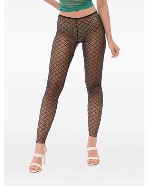 DSquared² Sequin-Embroidered Mesh Tights - Brown