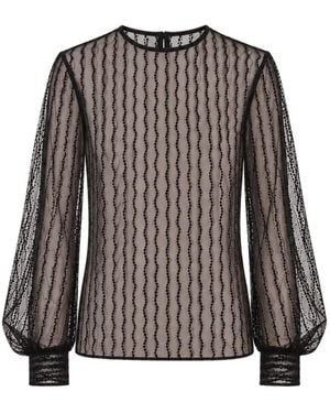 Alberta Ferretti Blusa Con Manga Farol Y Encaje - Negro