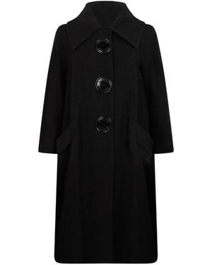 Moschino Elegant Logo-Button Flared-Sleeve Coat - Black