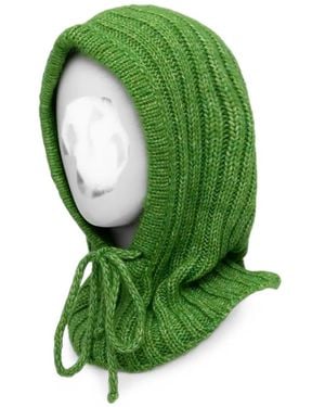 Essentiel Antwerp Ribbed-Knit Balaclava Hat - Green
