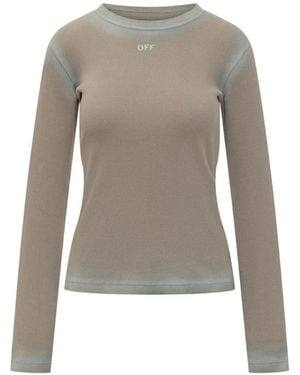 Off-White c/o Virgil Abloh Ribbed Long-Sleeved Top - Grey