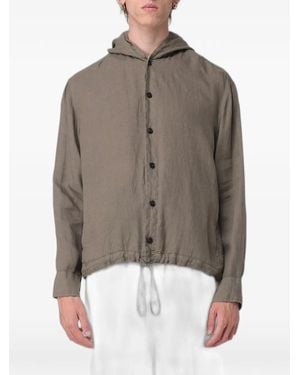 Emporio Armani Drawstring-Hem Hoodie - Brown