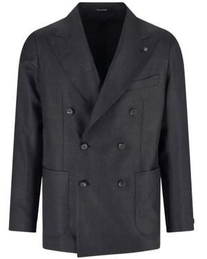 Tagliatore Double-Breasted Peak-Lapel Blazer - Blue