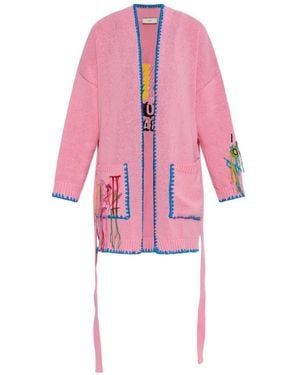 Akep Cardigan Long À Franges - Rose