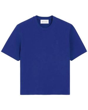 Ami Paris T-Shirt En Coton Avec Ami De Cœur En Relief - Bleu