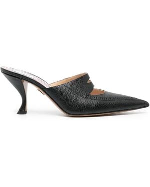 Thom Browne 75Mm Cut-Out Leather Mules - Black