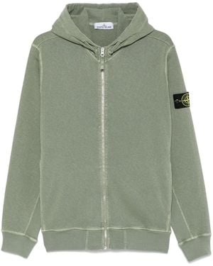 Stone Island Fleece Hoodie Met Malfilé-Katoen - Groen
