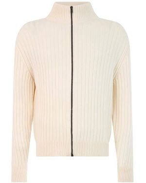 Herno Ribbed-Knit Zip-Up Cardigan - White