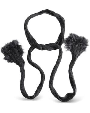 Ann Demeulemeester Cable-Knit Pom-Pom Scarf - Black