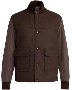 Moncler Panelled Quilted Jacket - Brown