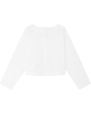 Soeur Floral-Broderie Cotton Blouse - White