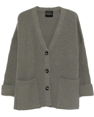 Roberto Collina Buttoned Ribbed-Knit Cardigan - Gray