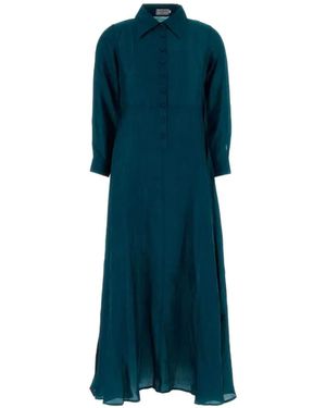 THE ROSE IBIZA Melissa Button-Front Shirt Maxi Dress - Blue