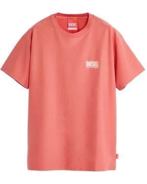 DIESEL T-Shirt With Transparent Back Logo - Pink