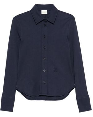 Closed Logo-Embroidered Curved-Hem Shirt - Blue