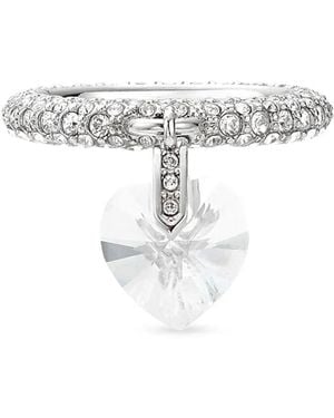 Jimmy Choo Heart-Charm Crystal Ring - White