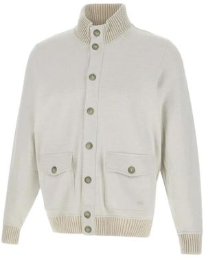 Fay Gerippte Jacke mit Klappentaschen - Weiß