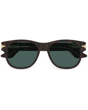 Montblanc Tortoiseshell-Effect Square-Frame Foldable Sunglasses - Black