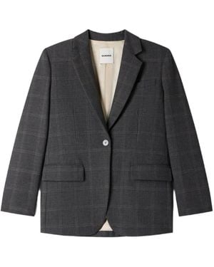 Sandro Checked Tailored Blazer - Black