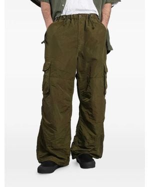 Comme des Garçons Creased Drawstring Cargo Trousers - Green