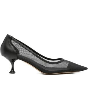 Lola Cruz Léa Mesh-Panelled Pointed-Toe Court Shoes - White