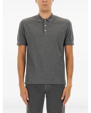 ZEGNA Polo Shirt With Short Sleeves And Ribbed Cuffs - Grey