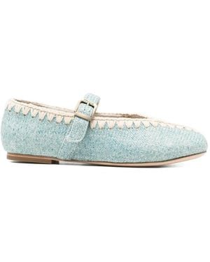 Mou Round-Toe Ballet Flats - Blue