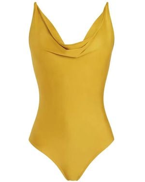 Lenny Niemeyer Halter-Draped Swimsuit - Yellow
