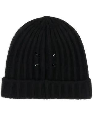 Maison Margiela Ribbed Wool Beanie - Black