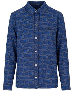 Laura Urbinati Geometric-Print Long-Sleeved Pyjamas Top - Blue