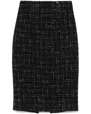 Nissa High-Waisted Bouclé Midi Skirt - Black