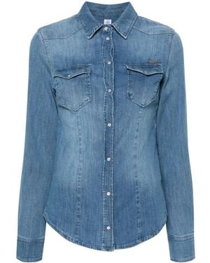 Liu Jo Logo-Appliqué Denim Shirt - Blue