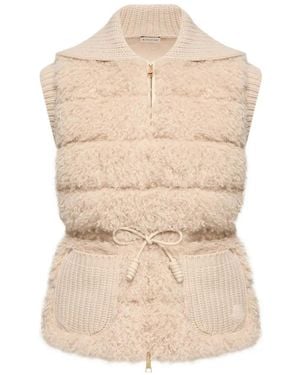 Moncler Quilted Shearling-Effect Vest - Natural