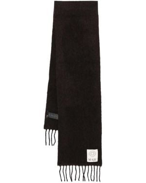 Maje Écharpe En Laine Alpaga À Franges - Noir