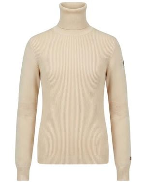 Moncler Ribbed-Knit Turtleneck Sweater - Natural