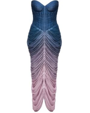 Ana Radu Strapless Draped Maxi Dress - Blue