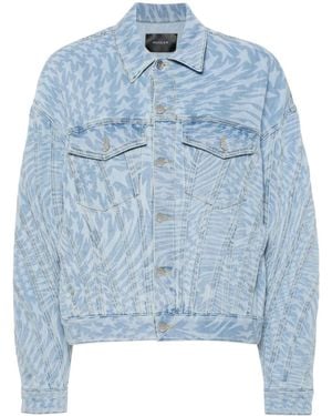 Mugler Star-print Denim Jacket - Women's - Elastomultiester/cotton - Blue