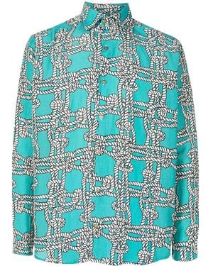 Amir Slama Rope-Print Shirt - Blue