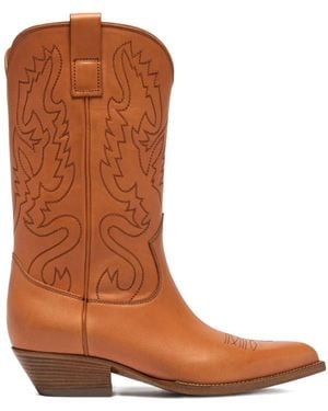 Buttero Embroidered Western Boots - Brown