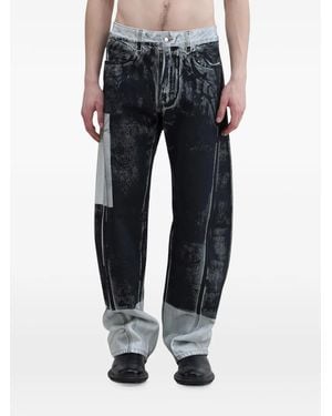 Eckhaus Latta Bend Hand-Painted Jeans - Black