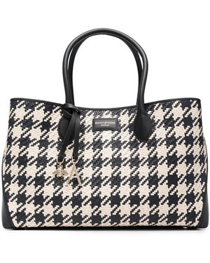 Aspinal of London Shopper Mit Hahnentrittmuster - Schwarz
