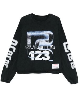 RRR123 Langarmshirt mit grafischem Print - Schwarz